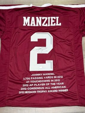 Johnny Manziel Signed Full Stat Texas
A&M Jersey Beckett Witness COA